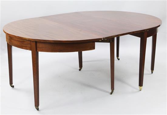 A George III mahogany D end dining table, W.7ft 3in. D.4ft 6in. H.2ft 6in.